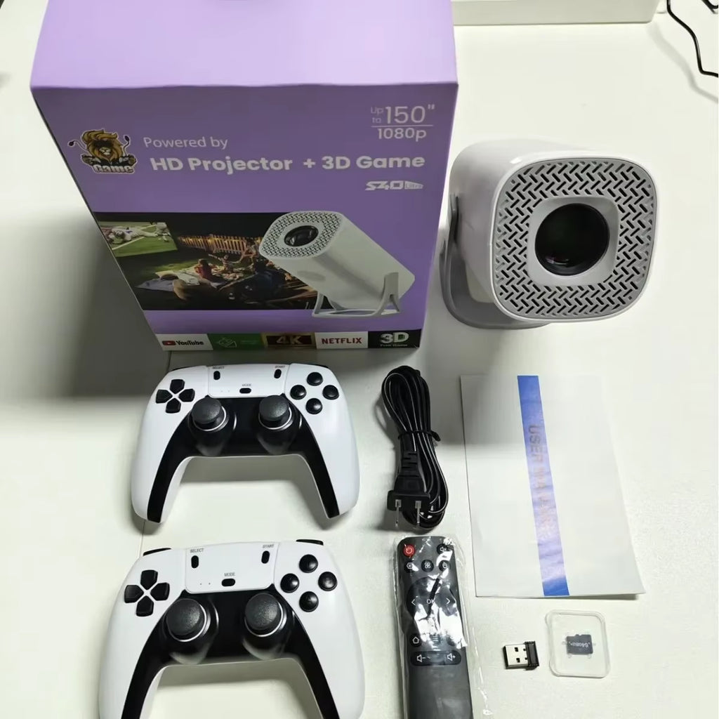 New S40 Ultra Mini Intelligent Projector: 720P Gaming Projector, Android 11, Wifi, 8GB and Classic Ps1 Console Support